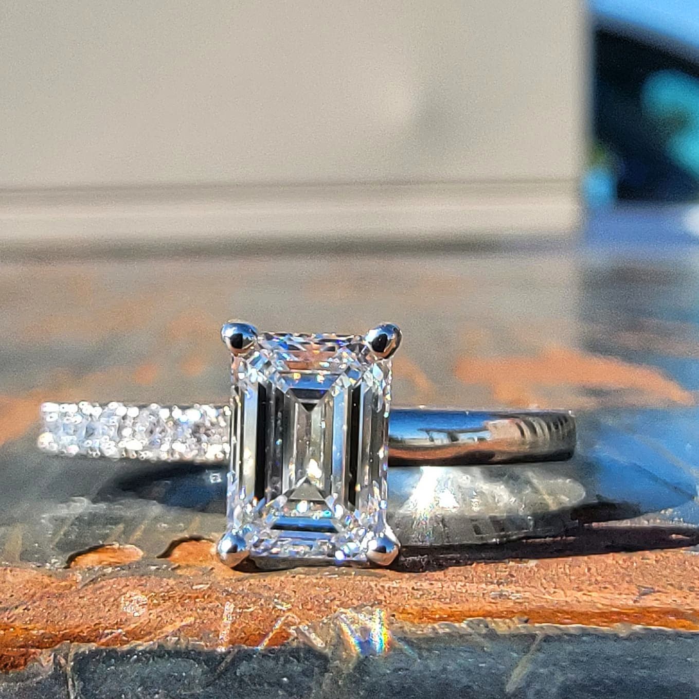 A STUNNING Emerald Cut Engagement Ring