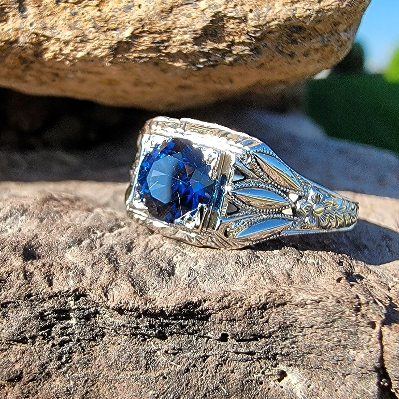 Antique Yogo Sapphire Ring
