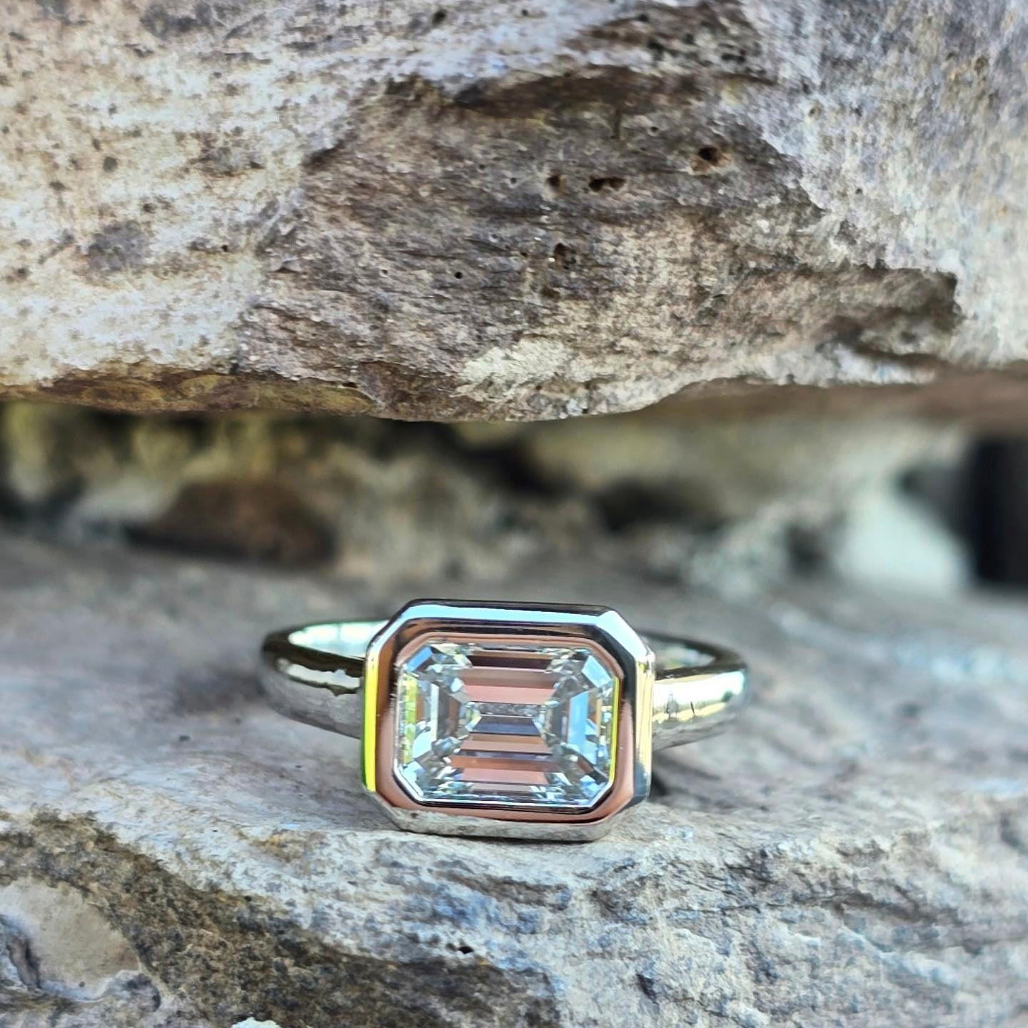 East-West Emerald Cut Engagement Ring