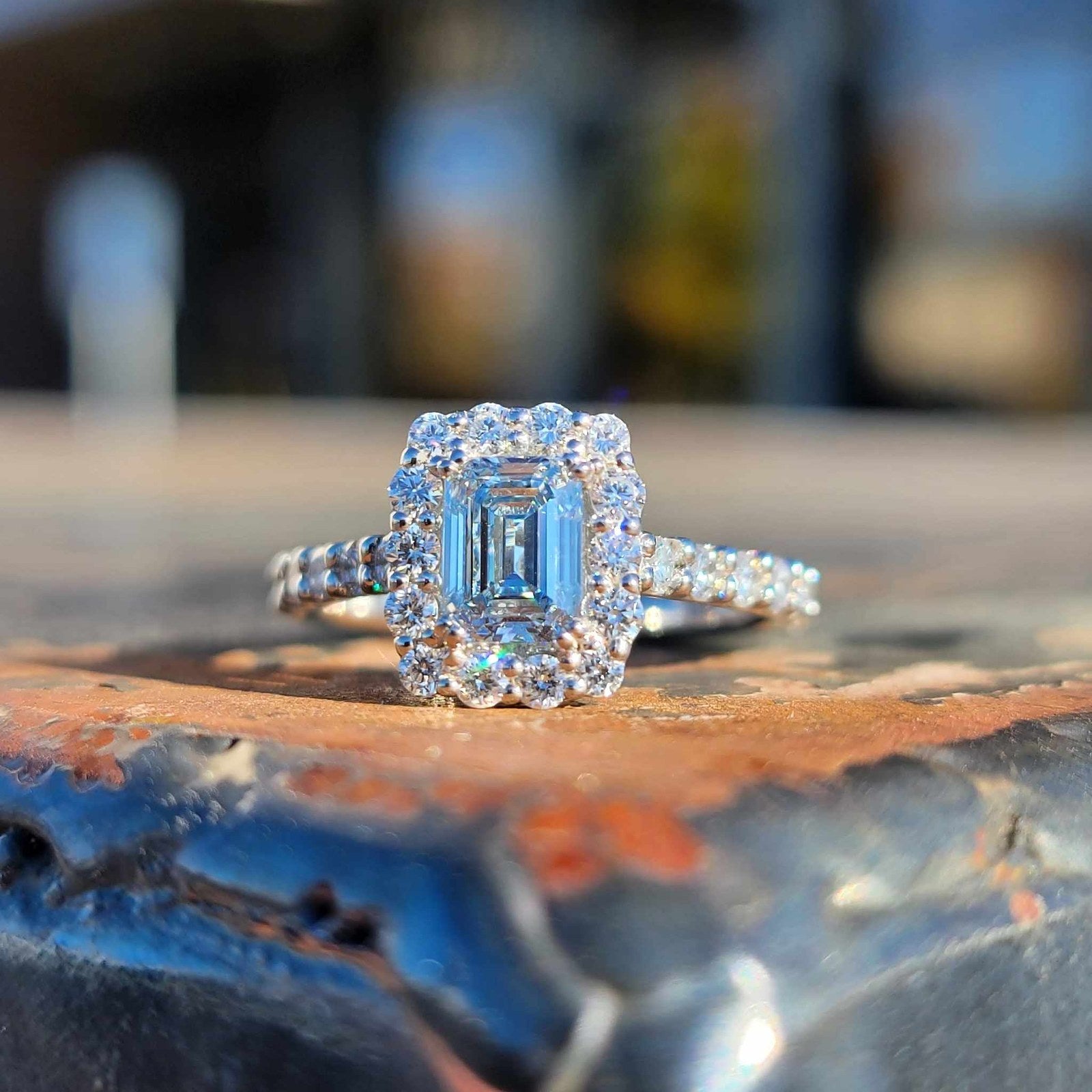 Fancy Light Blue Diamond Engagement Ring