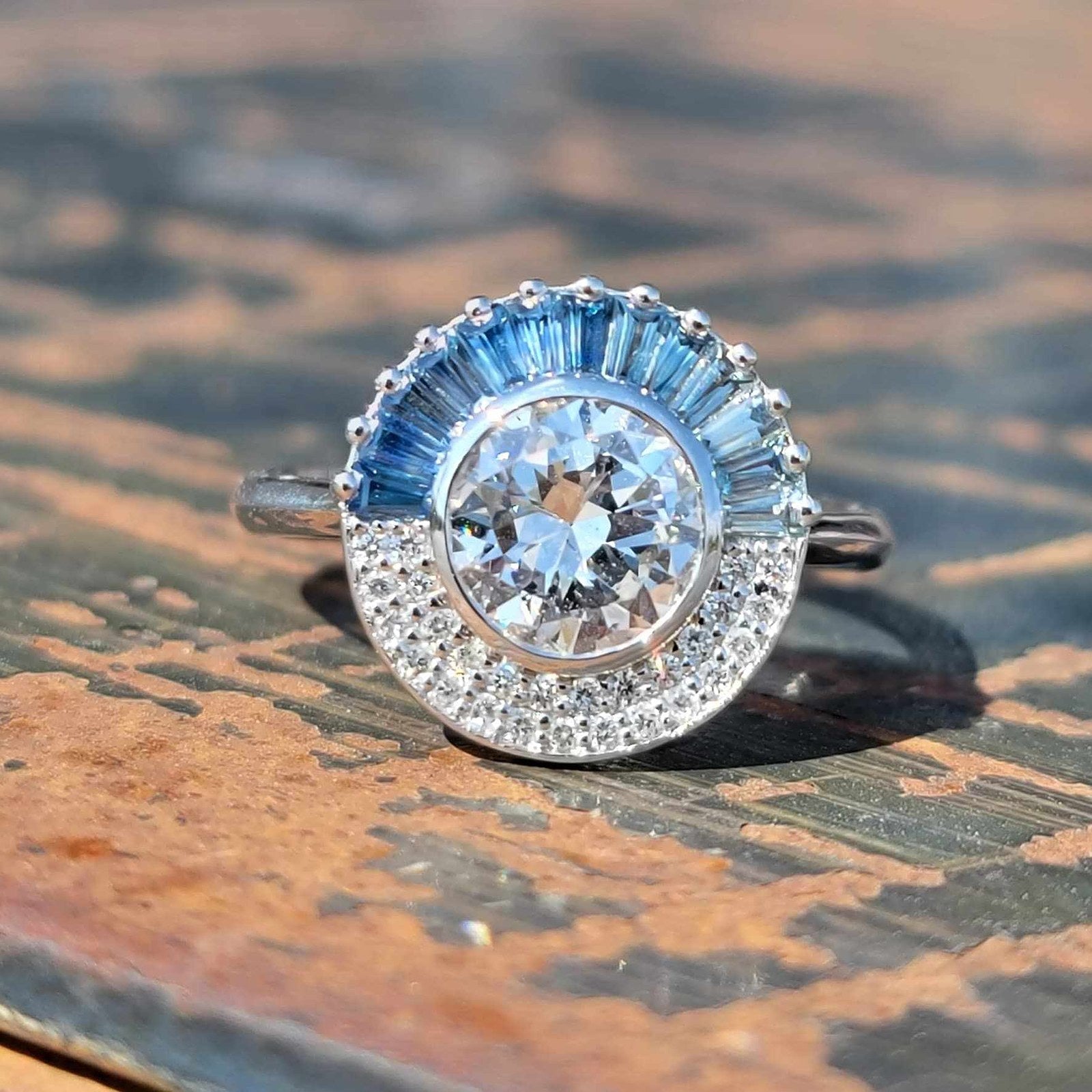 Ombré Sapphire Engagement Ring