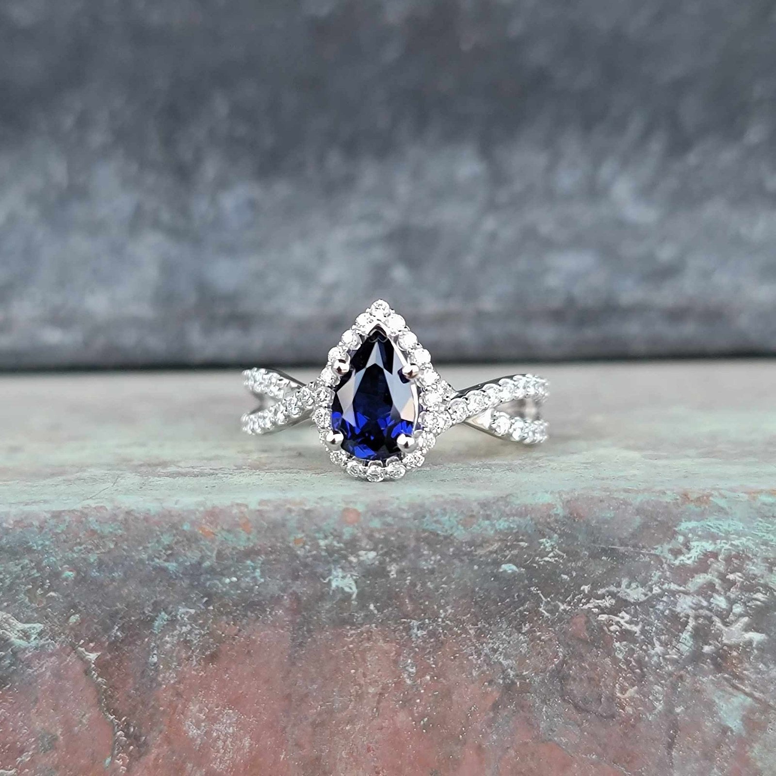 Sapphire Halo Ring