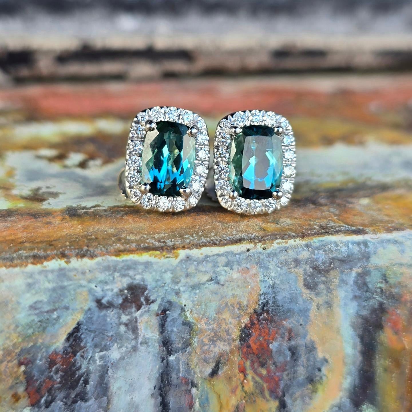 Sapphire Halo Stud Earrings