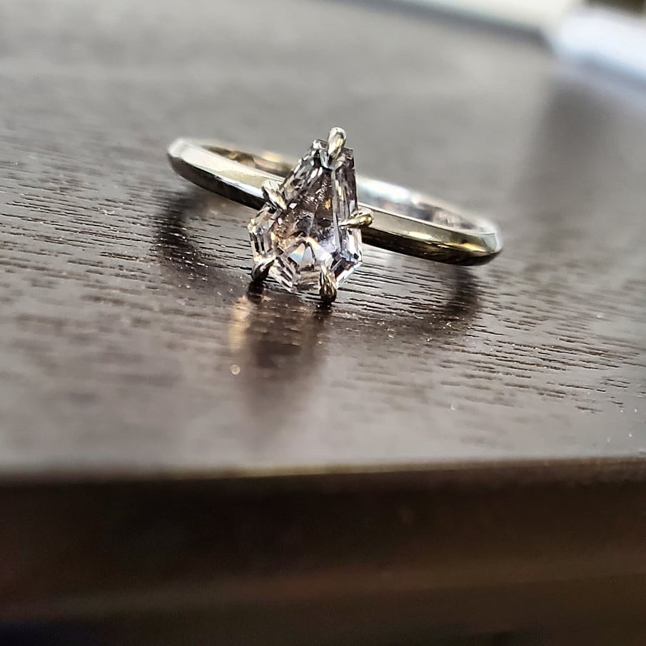 Coffin Cut MT Sapphire Engagement Ring
